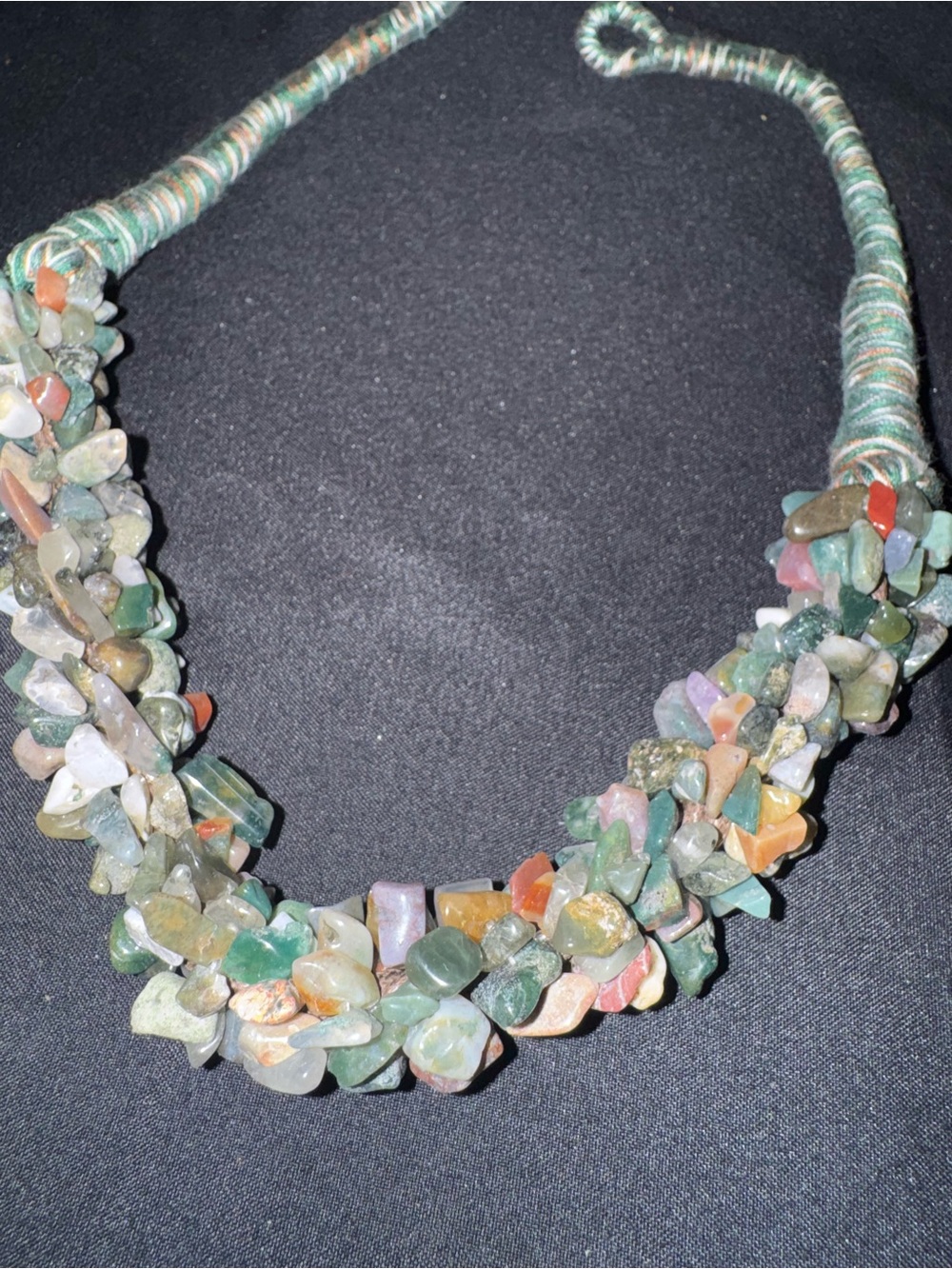 Multi-Stone Green Beaded Necklace - Unbranded